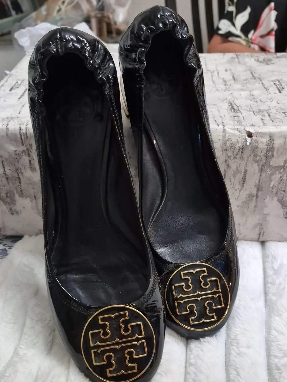 TORY BURCH Amy Black Patent Leather Slip On Pumps Sz 9 M